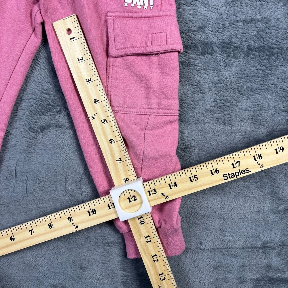 DKNY & Childrens Place Girls 4T Outfit Lot 3pc Pink Fleece Pants Tee Navy Dress